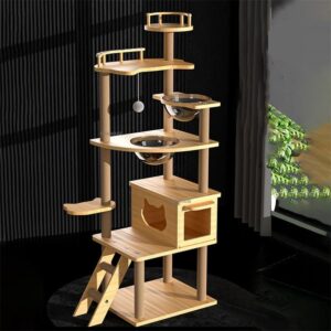 Luxetails™ Luxury 5-Tier Wooden Cat